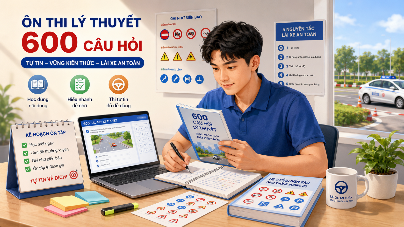Học lý thuyết lái xe và ôn 600 câu hỏi