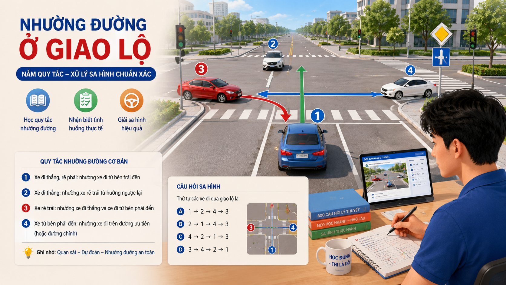 Minh họa nhường đường ở giao lộ